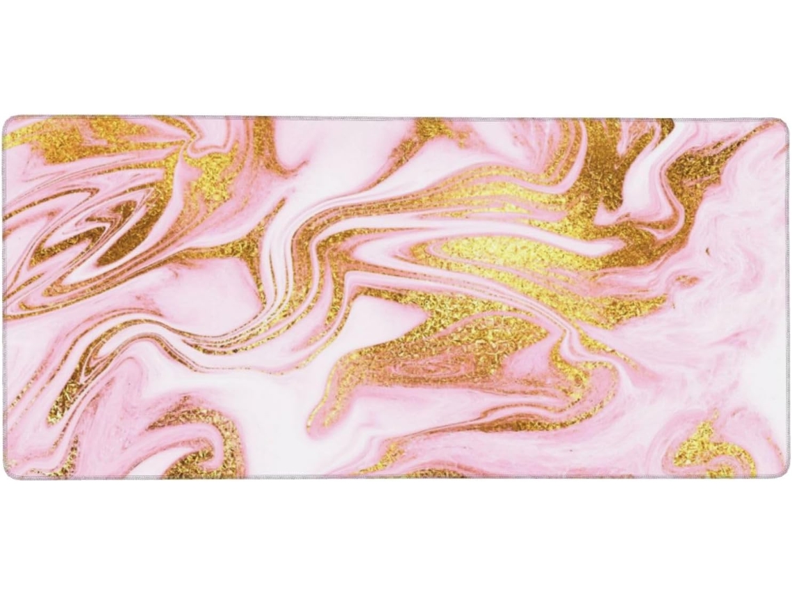 Mousepad Grande para Computador em Tom de Ouro Rosa Brilhante com Base Borracha Antiderrapante, 40 X 90 Cm