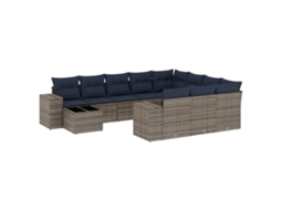 Conjunto de Sofá de Jardim, 11 Peças, Almofadas, Rattan Cinza MAISON EXCLUSIVE