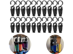 20 Ganchos de Plástico Giratórios, Super Fortes, para Pendurar Roupa, Casa e Viagens, 4,3 polegadas, Preto S/MARCA