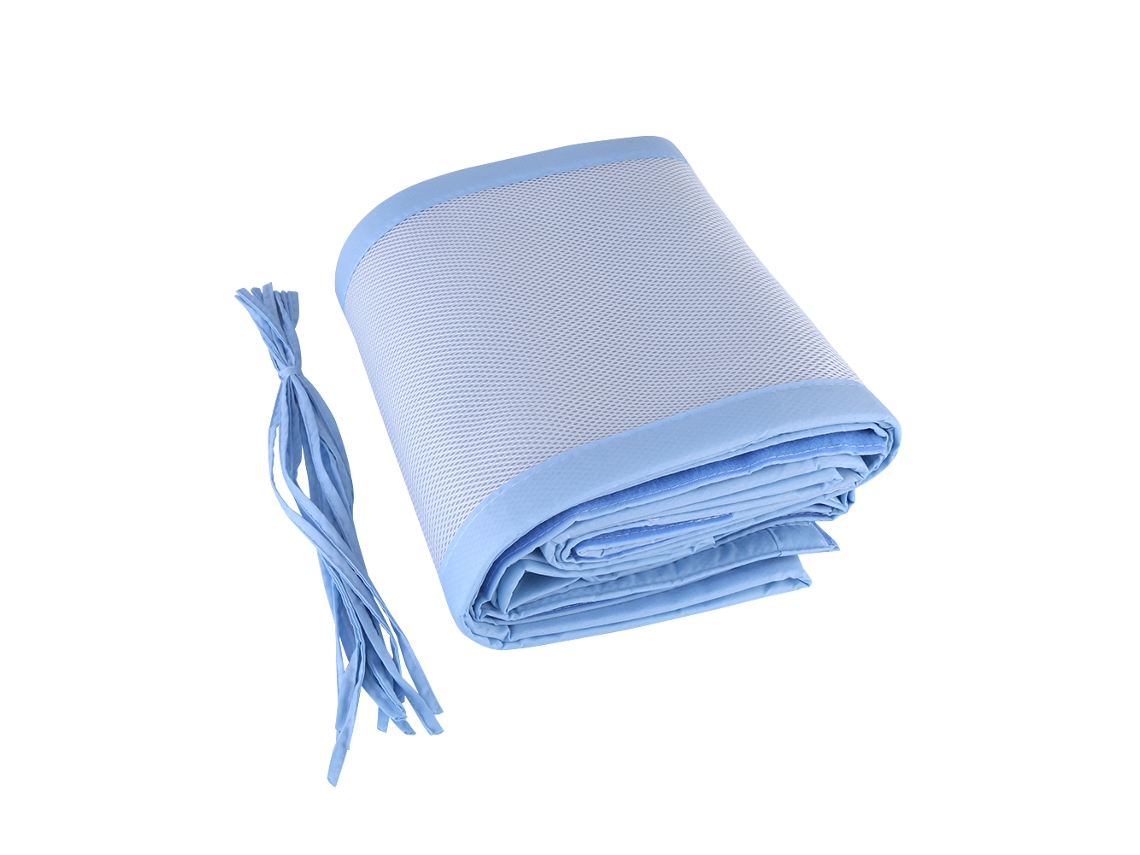 Mali conjunto de Lençol para Berço Bebê com Bumper de Malha Respirável Seguro Azul