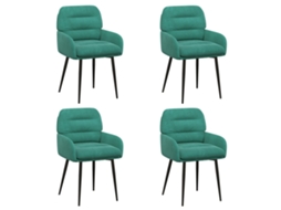 Conjunto 4 Cadeira De Jantar Vidaxl Azul-turquesa Veludo (59 X 59,5 X 90 Cm)