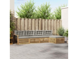Vidaxl Conjunto De Sofás Para Exterior 5 Unid. Branco E Cinzento-claro
