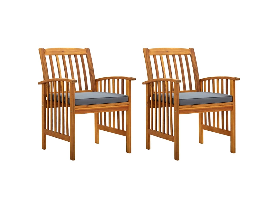 Vidaxl Cadeiras De Jantar P/ Jardim 2 Pcs C/ Almofadões Acácia Maciça