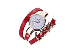 Relógio Pulseira Feminino Estilo Étnico Multicamada Liga Quartzo Vermelho