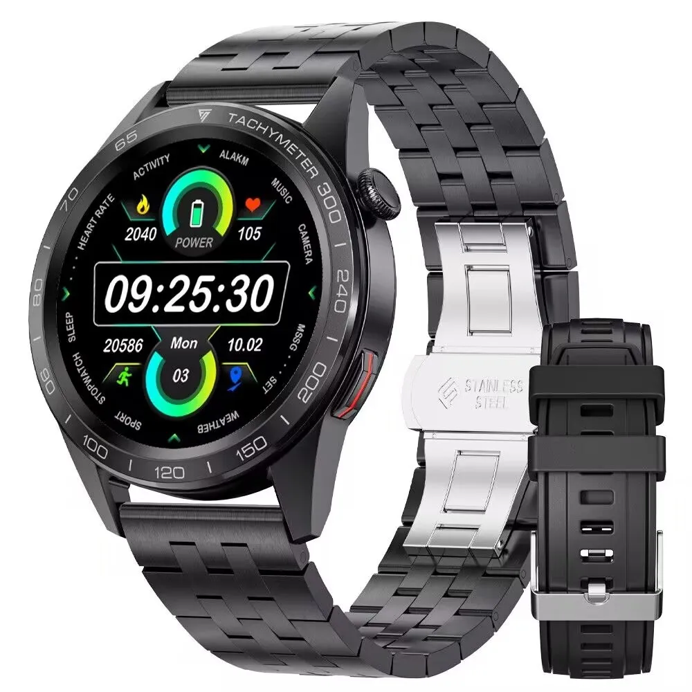 (preto Aço) Smartwatch, Bluetooth, Tela Sensível Ao Toque, Resistente À Água, Para Esportes E Fitness