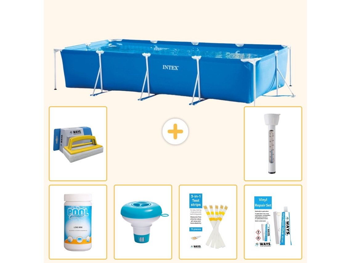 Intex Piscina Com Estrutura Retangular - 450x220x84 Cm - 7-peças S21259