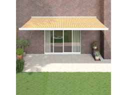 Vidaxl Toldo Retrátil 5x3 M Tecido E Alumínio Amarelo E Branco