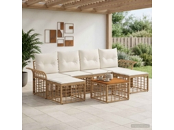Vidaxl Conjunto De Sofás Para Exterior 7 Pcs Natural E Branco Creme
