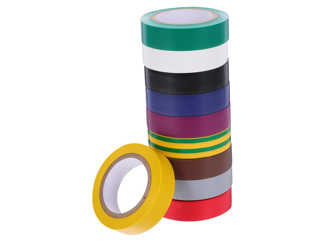 Fita Isolante Elétrica De Pvc Alta Temperatura Luxshiny, Conjunto De 10 Rolos, Fácil Identificação, Proteção Multinível