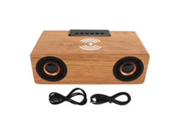 Omni-reloj Despertador Altavoz Bluetooth De Madera Con Radio Fm Y Carga Inalámbrica Para Teléfono