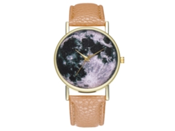 Reloj Casual Unisex Hombre Mujer Cuarzo Dial Redondo Correa De Cuero Pu Beige