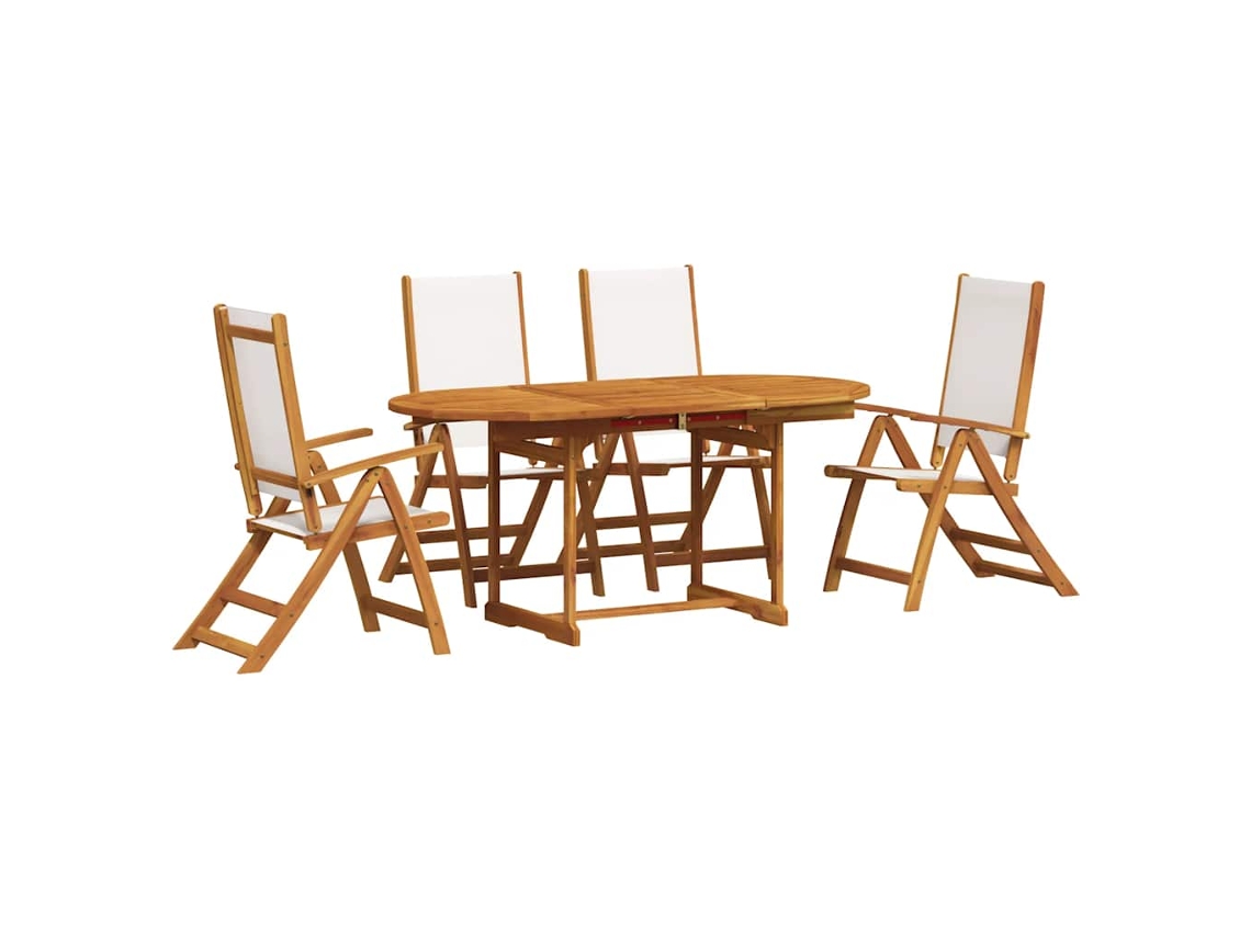 Maison Exclusive - 5 Pcs Conjunto De Jantar Para Jardim Acácia Maciça E Textilene