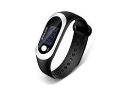 Pulseira Desportiva Multifuncional Ecrã Led À Prova de Água Contador de Calorias com Poupança de Energia de Silicone Preto