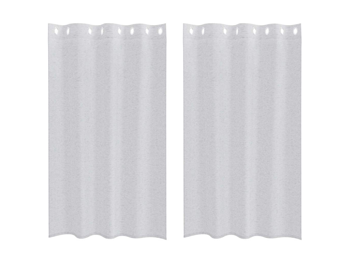 Conjunto 2 Cortina De Voile Vidaxl Cinzento-claro Poliéster (175 X 140 Cm)