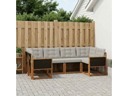 Vidaxl Conjunto De Sofás Para Exterior 6 Pcs Natural E Cinza Claro