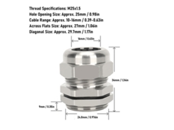 Laxiscreed Gland De Cable Em Aço Inox 304 Ip68 À Prova D'água, Modelo M25