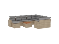 Conjunto de 11 Sofás Jardim C/ Almofadões Vime Pe Bege Misturado MAISON EXCLUSIVE (11 pcs)
