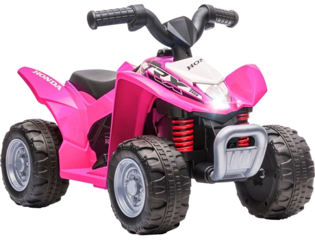 AIYAPLAY Quadriciclo Elétrico HONDA para Crianças de 18-36 Meses Quadriciclo Elétrico Infantil a Bateria 6V com Faróis LED Buzina Velocidade de 2,8km/h e Avance 65,5x35,5x43,5cm Rosa   Aosom Portugal