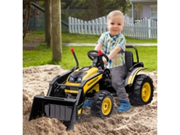 Brinquedo Escavadeira Infantil 6v Amarela, 132x62x65cm, Motores Duplos, Velocidade 1,5-2,5km/h, Com Som E Luzes, Diversão Para Crianças De 3 A 5 Anos