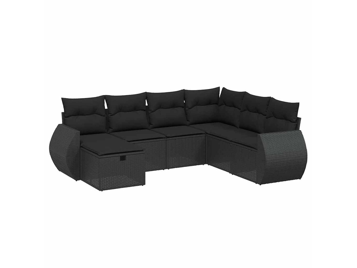 Maison Exclusive - 7 Pcs Conjunto De Sofás P/ Jardim C/ Almofadões Vime Pe Preto