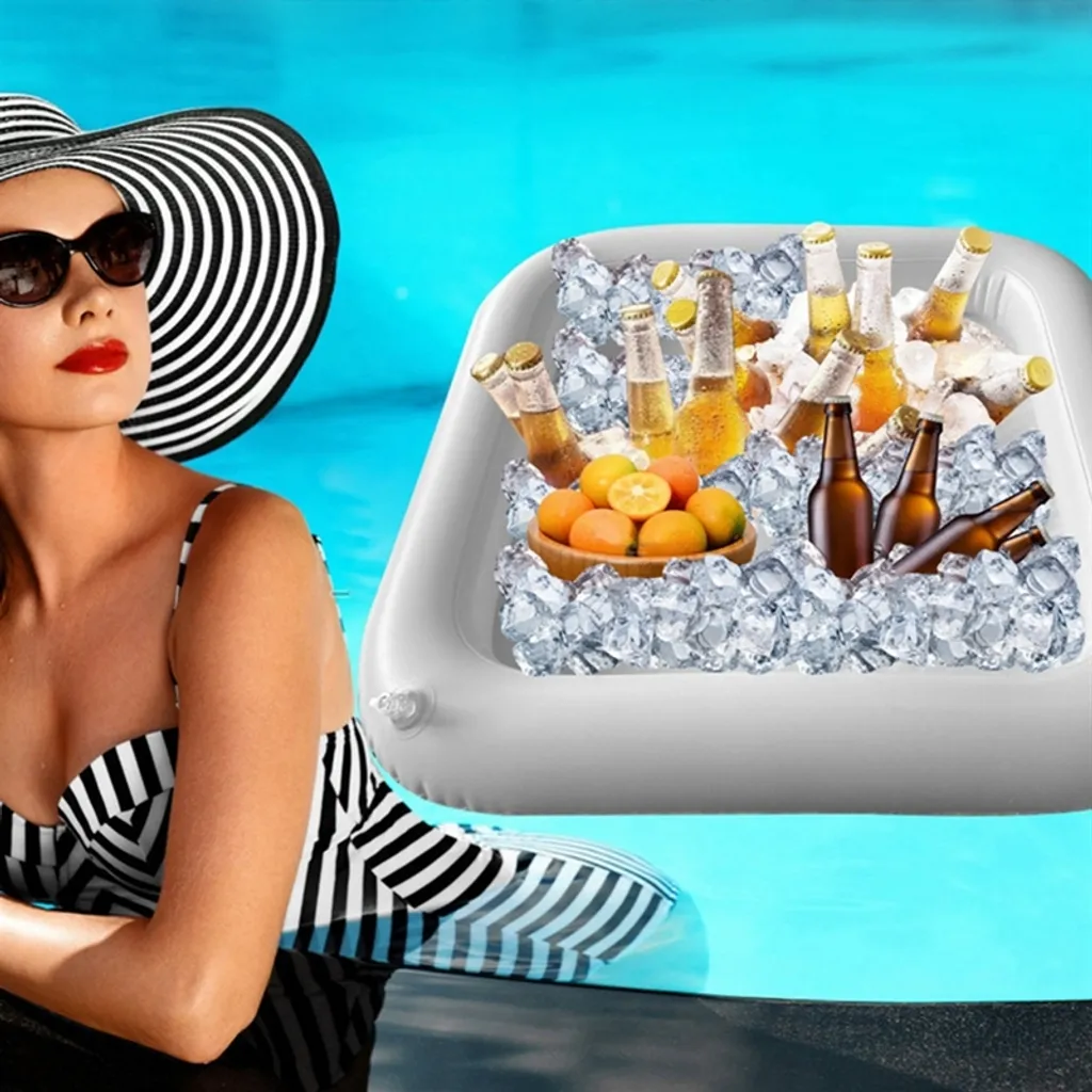 Caixa Térmica Inflável De 60 X 60 Cm Para Bebidas E Cervejas, Ideal Para Decoração De Festas Com Tema De Praia.
