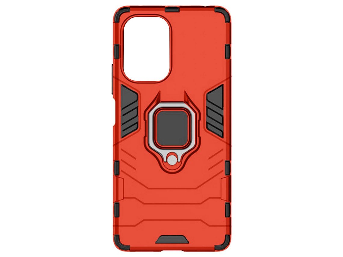 Capa Xiaomi Poco F5 Hybrid Shockproof Com Suporte De Anel Metálico Vermelho