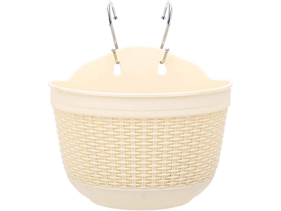 Maceta Colgante De Plástico Com Ganchos Para Jardim, Varanda, Pátio Exterior 21x13.5cm Bege