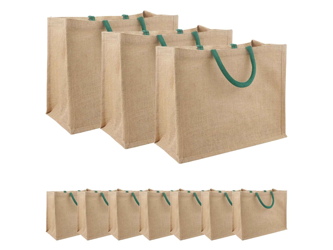 Vidaxl Bolsas De Juta 10 Natural E Verde 42 X 33 X 19 Cm