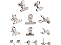 Pandahall 40-clips De Arquivo Articulados Em Metal Platinado Com Formato Bulldog E 40-tachinhas Organizadores Papel