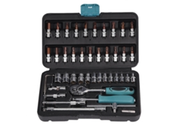 Kit De Ferramentas De Reparação De Carro Doméstico Com 46 Peças: Bits, Chave, Parafusador, Racha, Aço Crv
