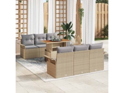 Vidaxl Conjunto De Sofá De Jardim 7 Unid. Bege Rattan Sintético