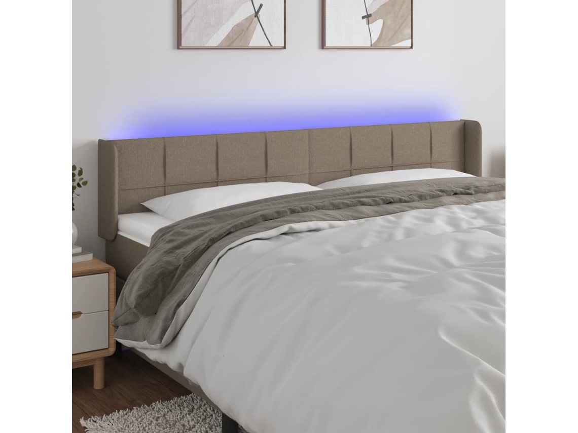 Cabecero con luces LED 183x16x78/88cm Gris-Marrón