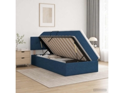 Vidaxl Cama Com Arrumação E Colchão Azul 90 X 200 Cm Veludo