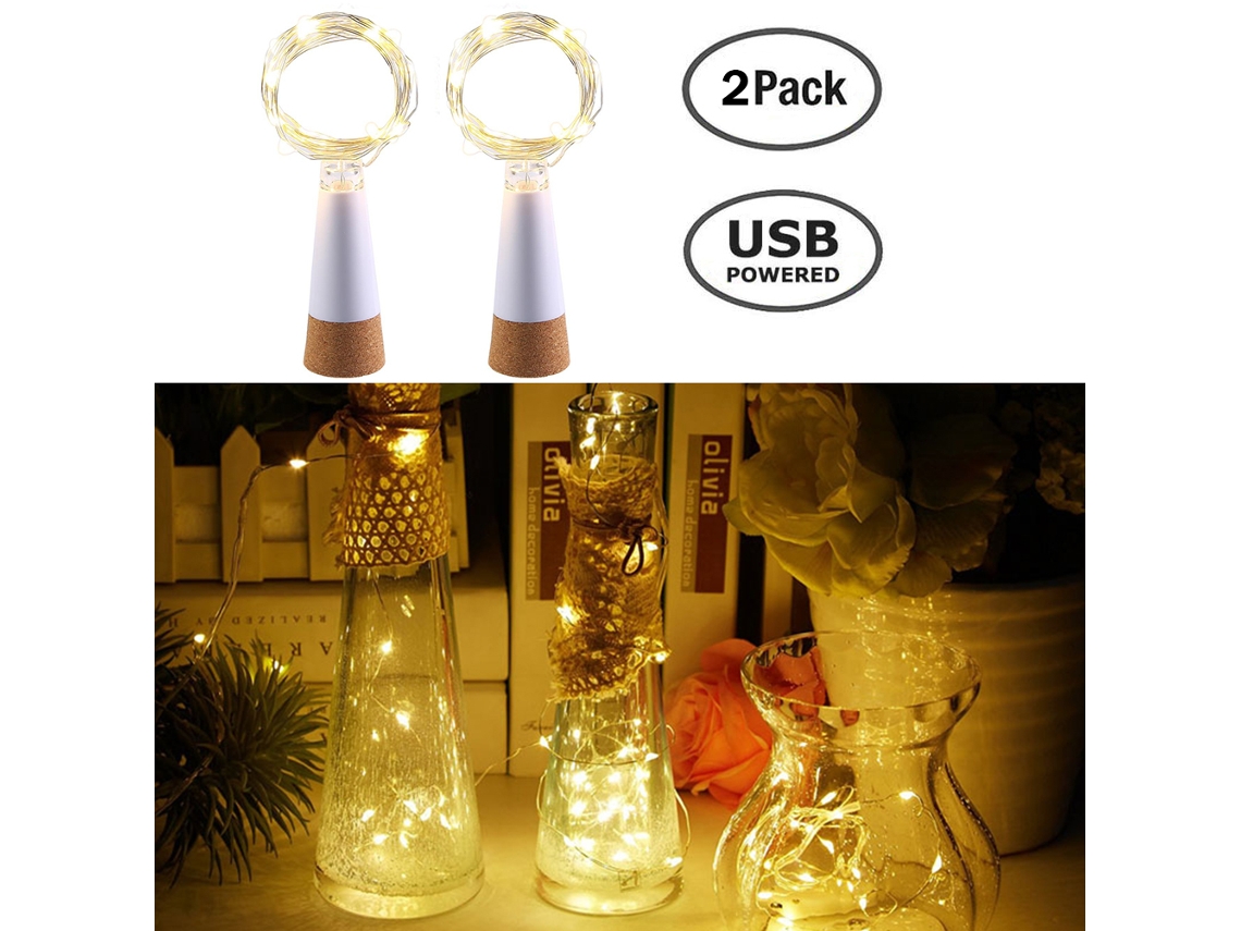 Rebe-2 Unidades Luzes De Cortiça Para Garrafas Led Luzes De Corda Usb Recarregáveis Luzes De Fadas Mini Para Garrafas