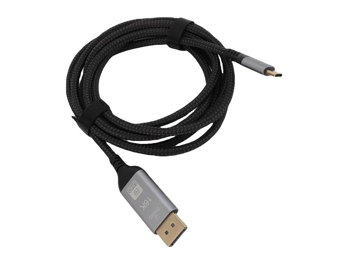 Cabo Usb-c Para Displayport Estável De 16k A 60hz, Compatível Com Laptops E Tablets De 3 A 4 Polegadas.