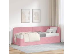 Vidaxl Estrutura De Cama De Canto Rosa 80 X 200 Cm Veludo