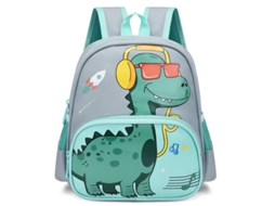 Mochila Escolar Leve e Impermeável com Estampa de Dinossauro Fofo para Crianças 2 a 6 Anos, Verde BRILVIBERA