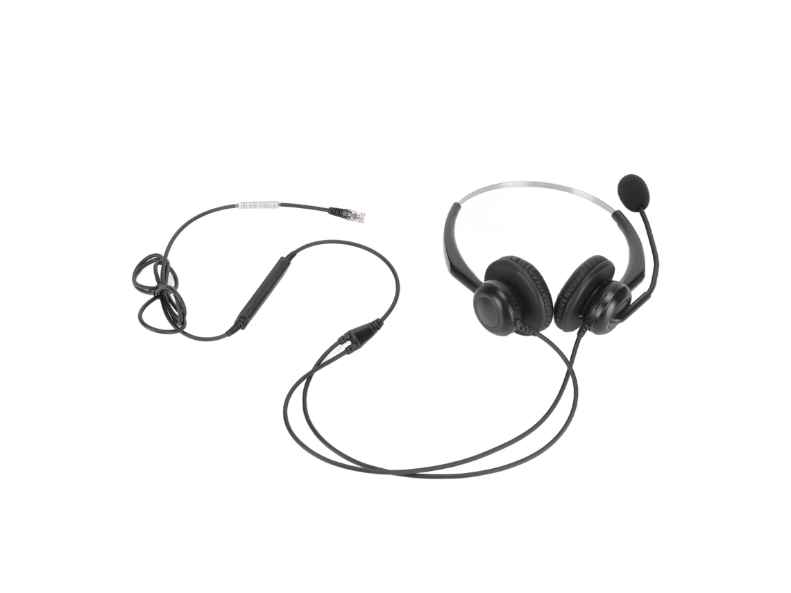 Auriculares binaurais com cabo para negócios, com cancelamento de ruído e microfone, para centros de chamadas e escritórios, conector RJ | S/MARCA
