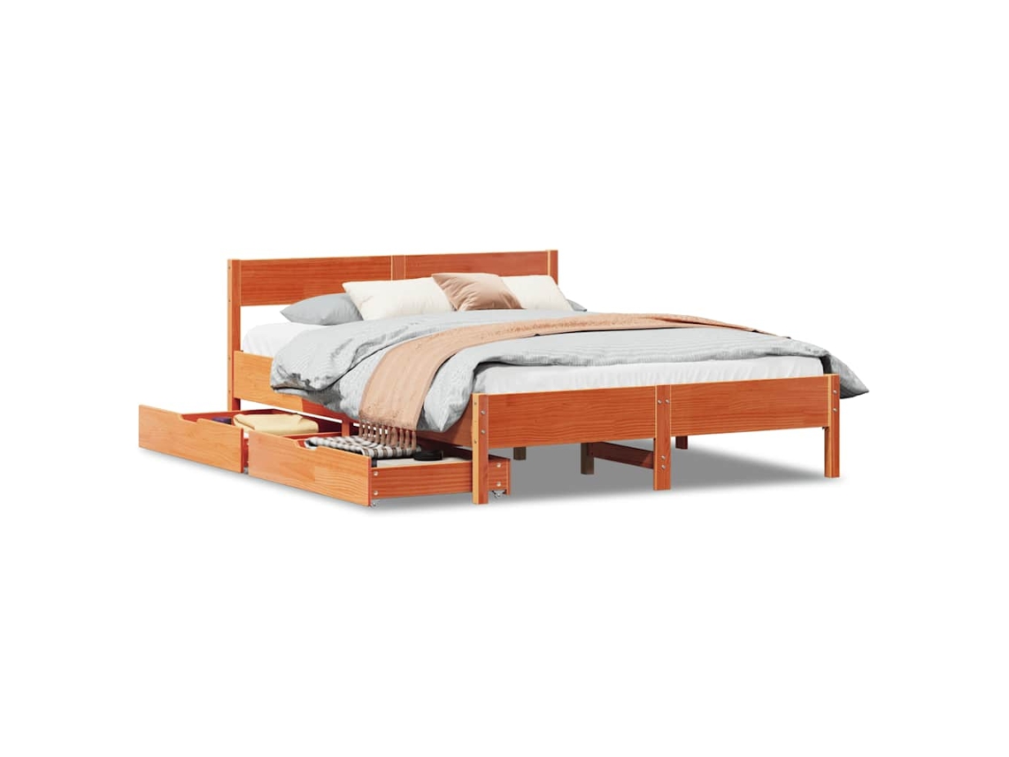 Bed Frame, Bed Frames Vidaxl Marrom Madeira De Pinho (120 X 200 Cm)