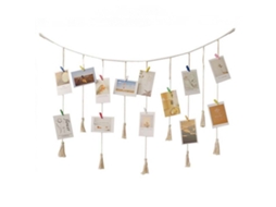 Expositor De Fotos Parede, Moldura Para Colagem Decoração Parede Boho, Porta-retratos Com 20 Prendedores Madeira, Rústica Campest -aquaforge