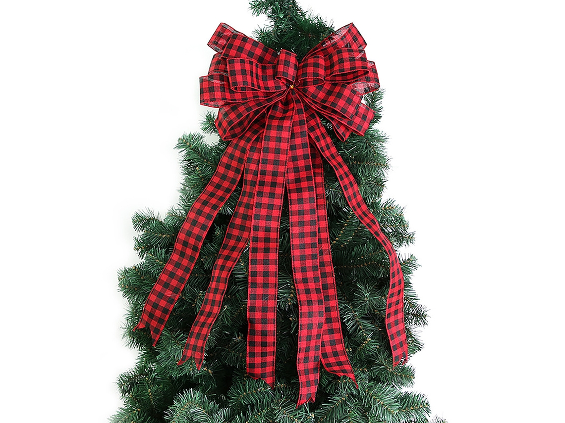 Laxiscreed Enfeite De Natal Com Laço Grande E Padrão Houndstooth Preto E Branco, Pack De 2