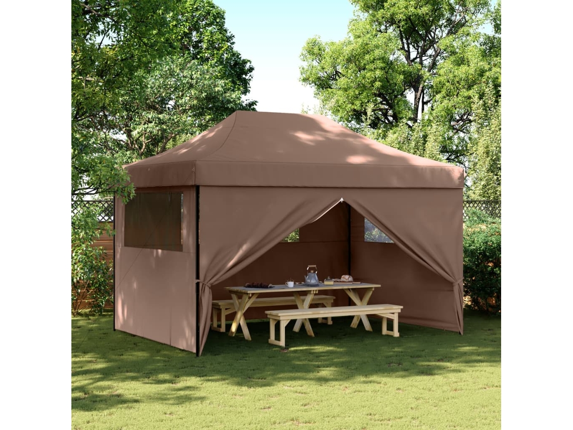 Vidaxl Tenda P/ Festas Pop-up Dobrável Com 4 Paredes Laterais Castanho