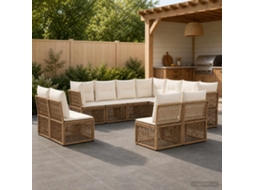 Vidaxl Conjunto De Sofá De Jardim 11 Pcs Bege Vime Pe