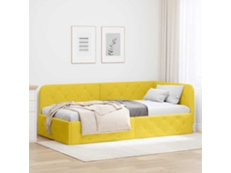 Vidaxl Estrutura de Cama de Canto Amarelo 90 X 200 Cm Veludo