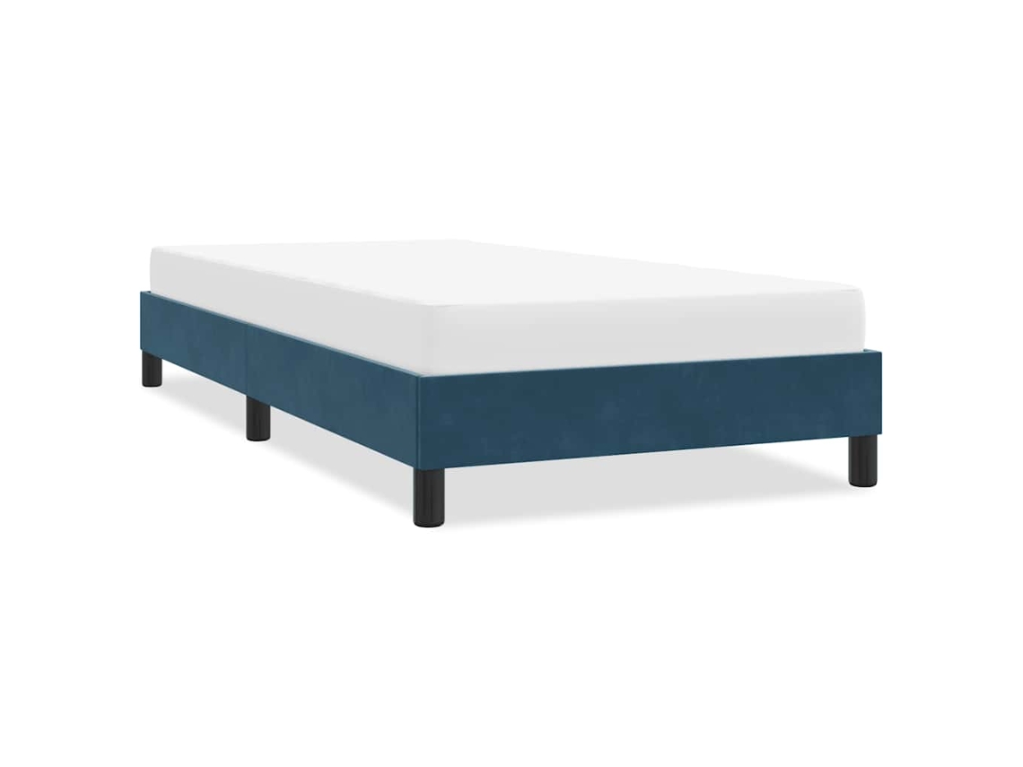 Vidaxl Estrutura De Cama Sem Colchão 100x220 Cm Veludo Azul-escuro