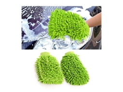 Par de 2 Luvas de Microfibra Verdes para Lavar Carros, Anti riscos, Remove Sujeiras Difíceis.