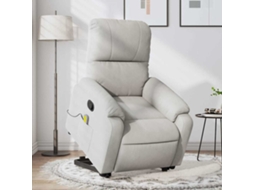Vidaxl Poltrona Massagens Reclinável Elevatória Microfibra Cinza-claro
