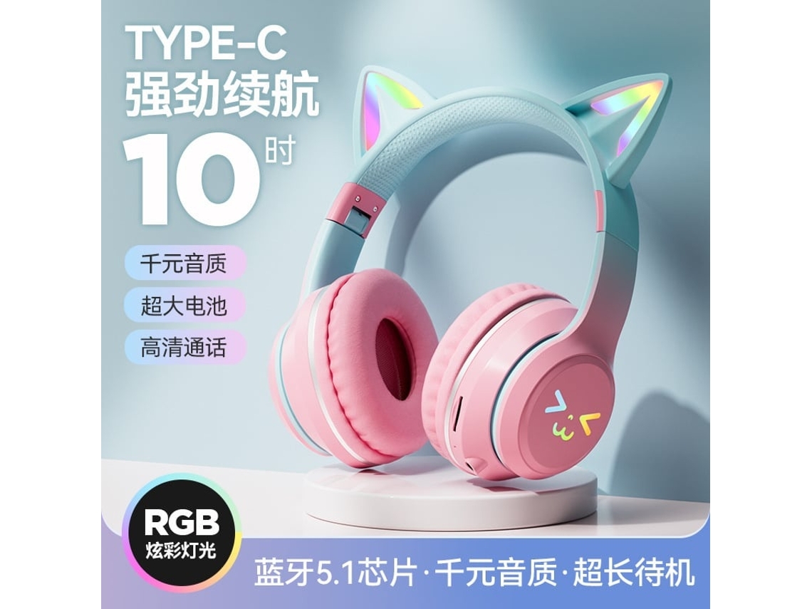 Lurelia Auscultadores Bluetooth Bluetooth 5.1 Rosa