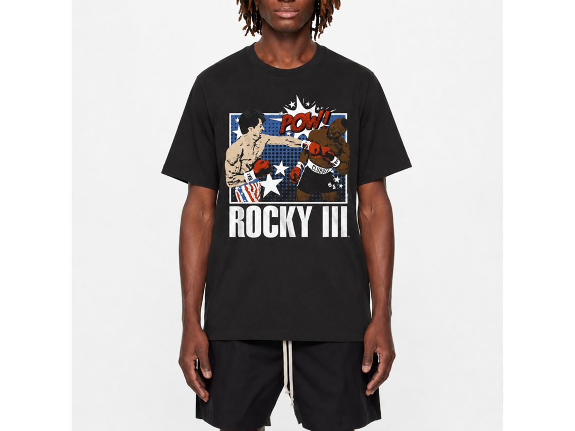 Rockinstone Rocky Movie Comic Book Pow Black Adult T-shirt Size:m