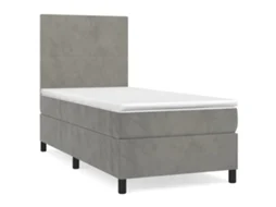 vidaXL Cama com molas/colchão 80x200 cm veludo cinza-claro
